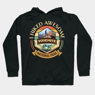 I Hiked Awesome Yosemite National Park Retro Design with Hiker and Cougar Hoodie